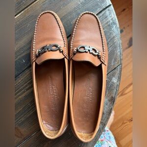 Salvatore Ferragamo Tan Leather Slip-On Loafers